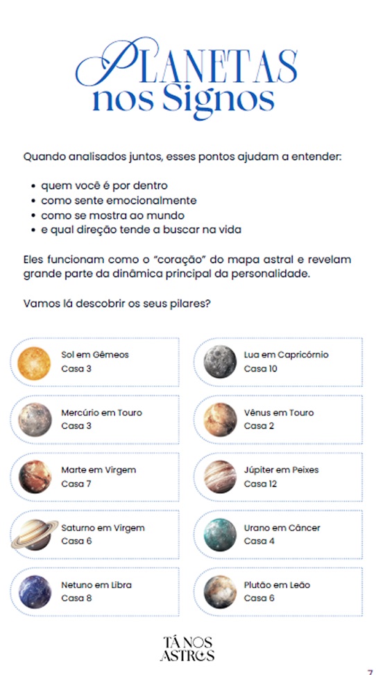 O desenho do céu no <br>momento em que você nasceu 